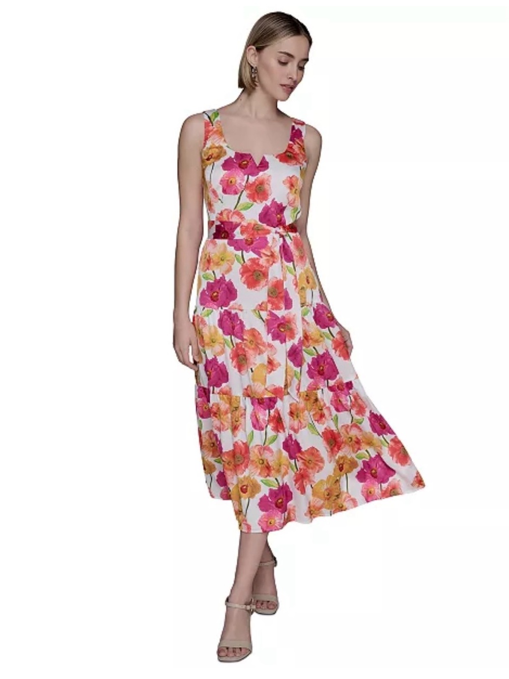 Karl Lagerfeld Floral Sleeveless Midi Dress Sz 8